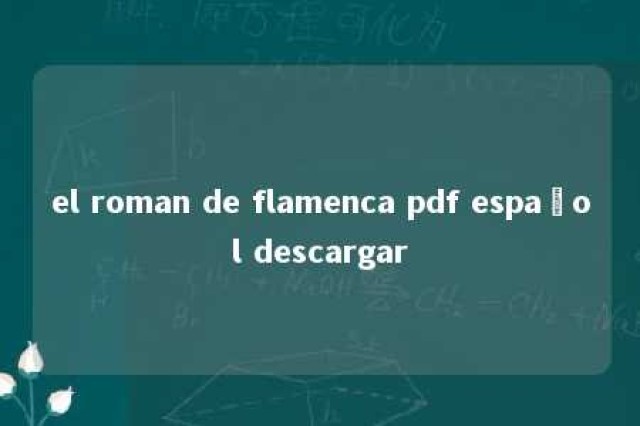 el roman de flamenca pdf español descargar 